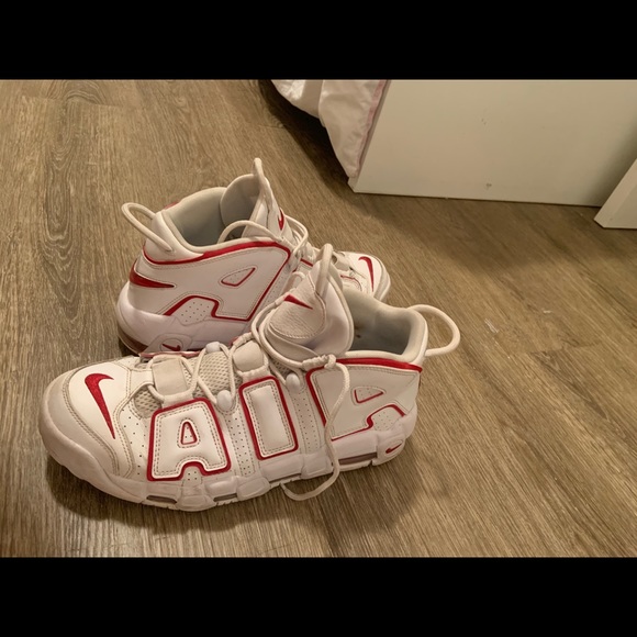 Nike Uptempos Red and White - Picture 2 of 4